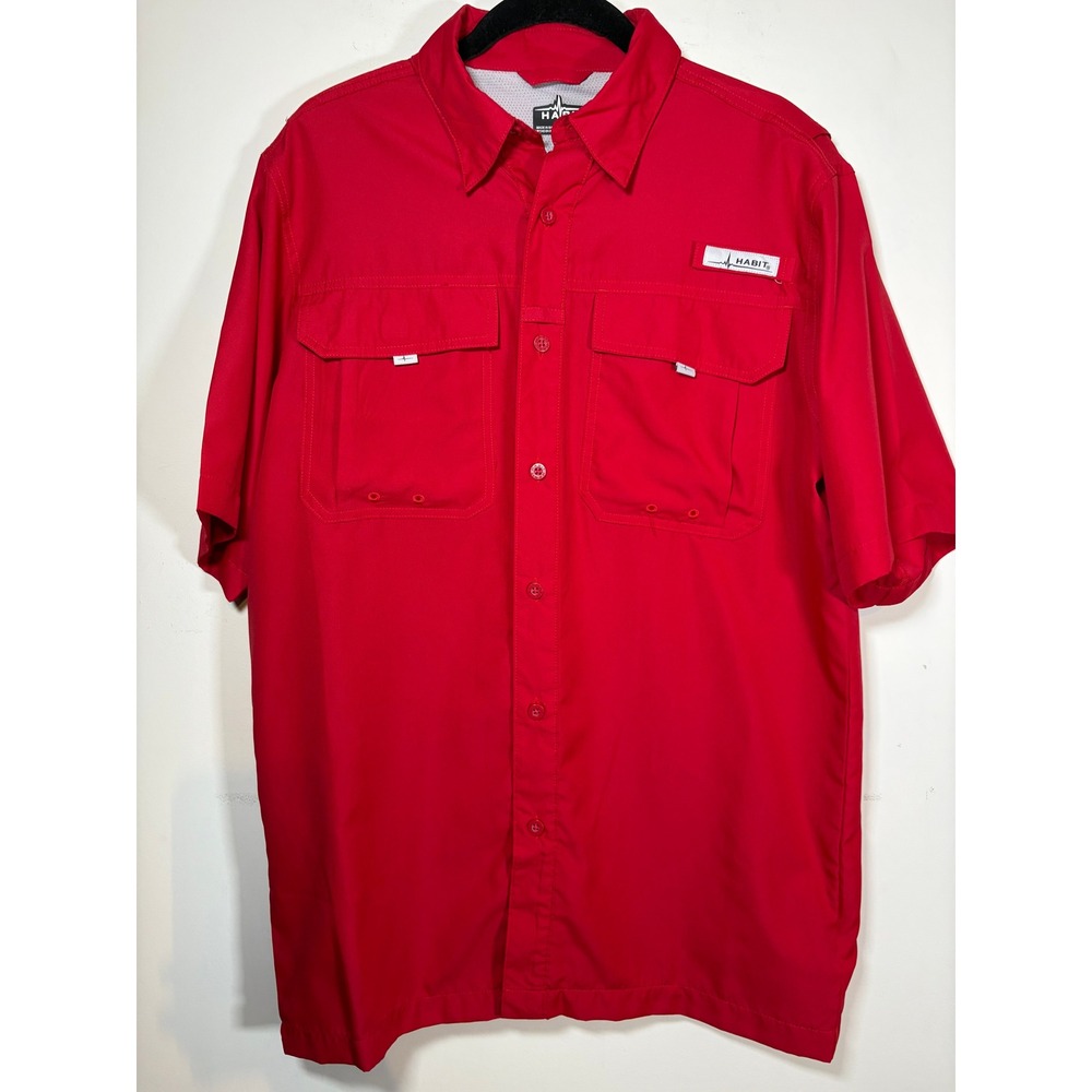 Habit Fishing Shirt Brick Red Short Sleeve UPF 40+ Ventilated Gorpcore Small